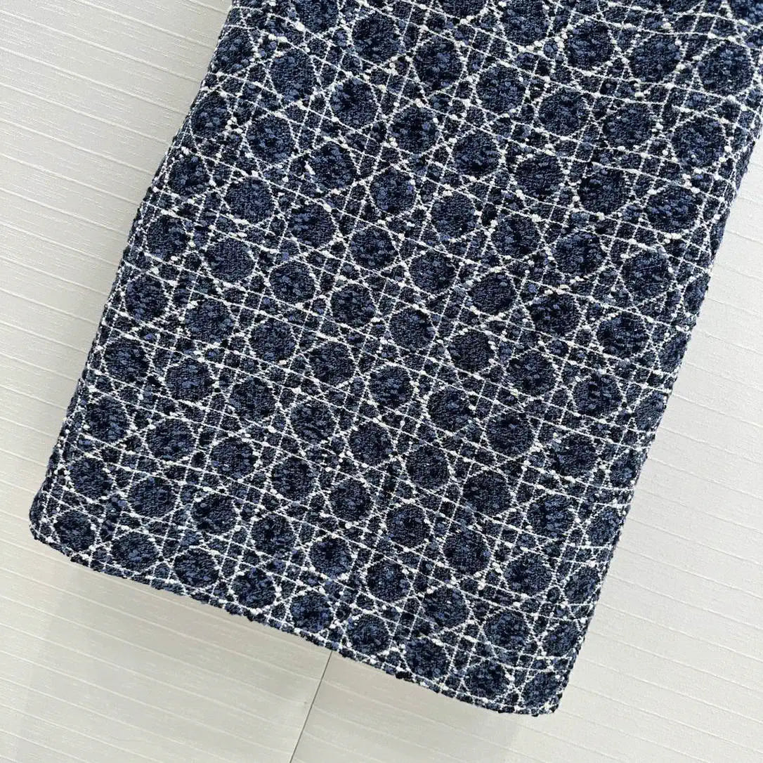 Dior Women Blue and white Princess Diana rattan check slip  dress D38700