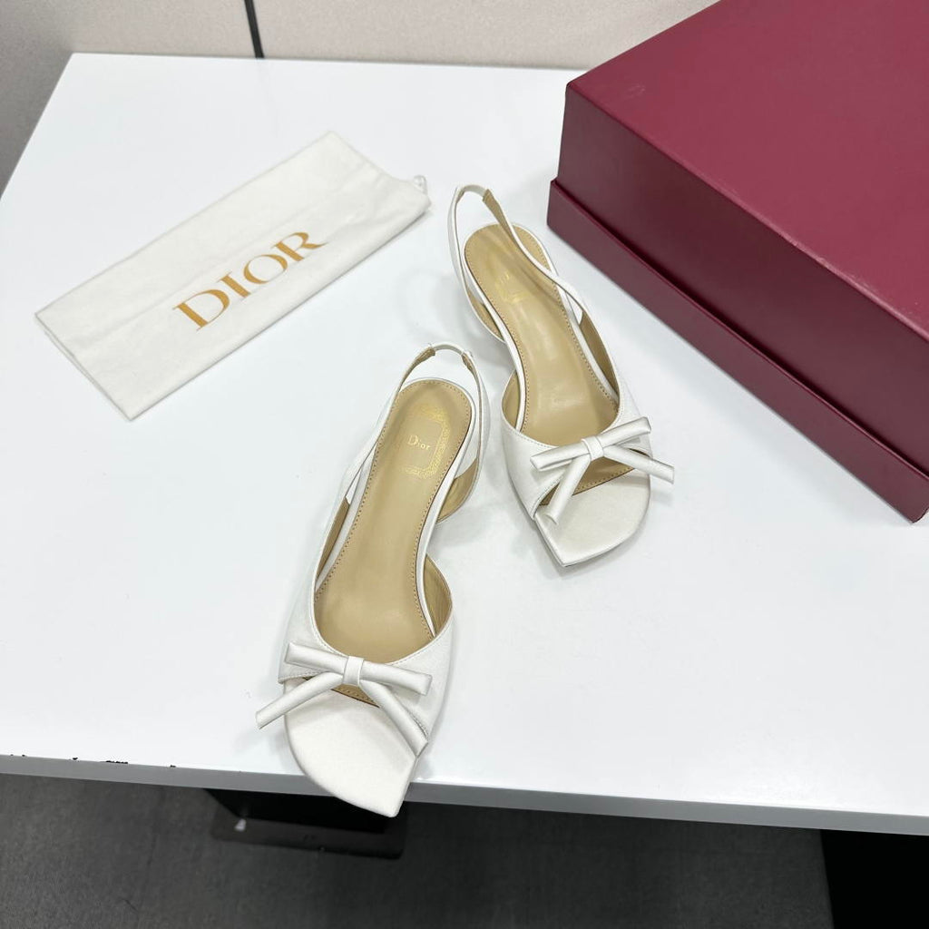 Dior Women Bow Heeled Slingback Sandal KCO576LAB_S23T D10029 Lambskin