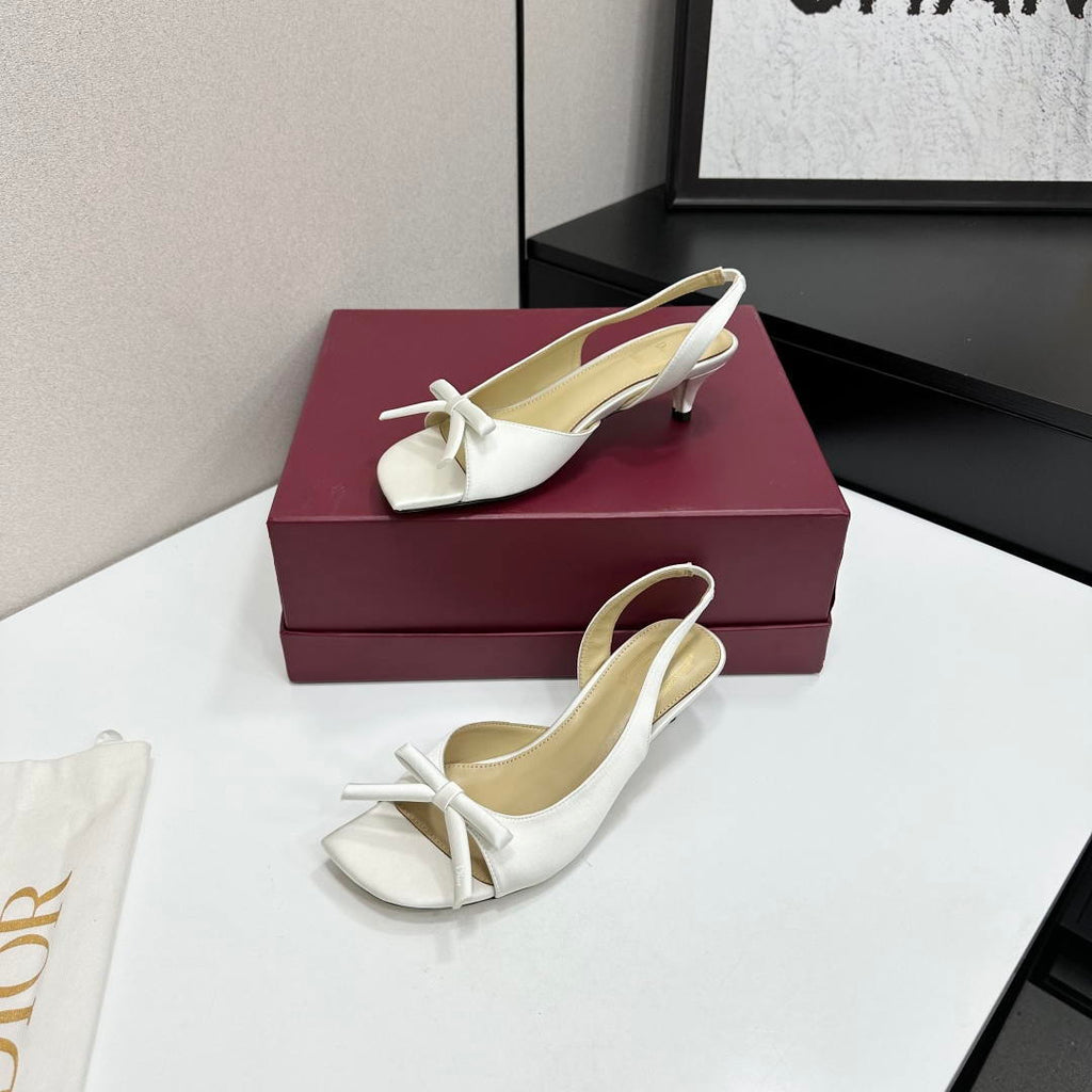 Dior Women Bow Heeled Slingback Sandal KCO576LAB_S23T D10029 Lambskin