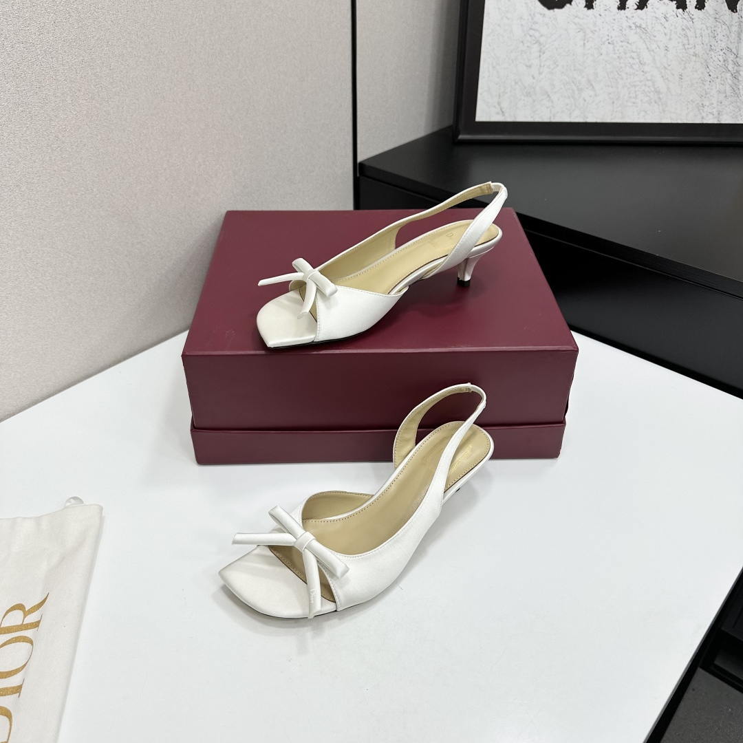 Dior Women Bow Heeled Slingback Sandal KCO576LAB_S23T D10029 Lambskin