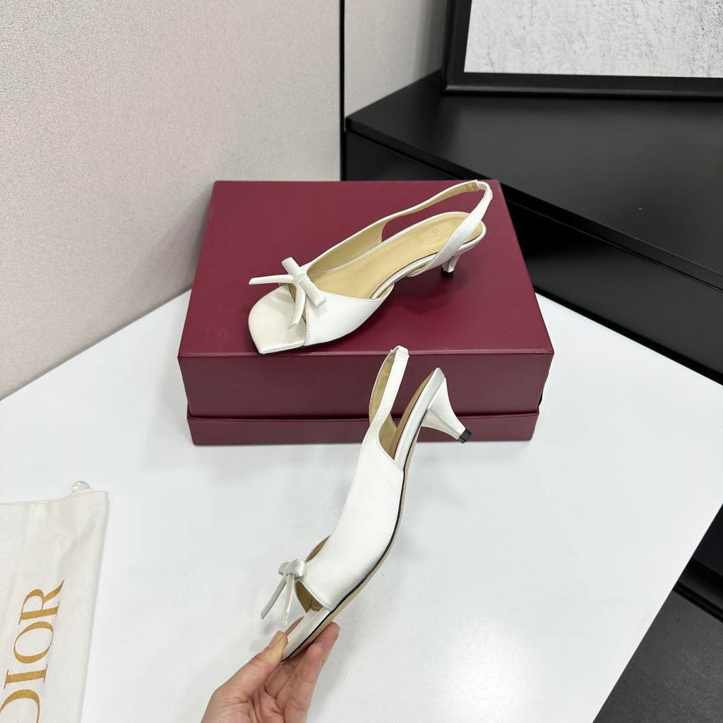Dior Women Bow Heeled Slingback Sandal KCO576LAB_S23T D10029 Lambskin