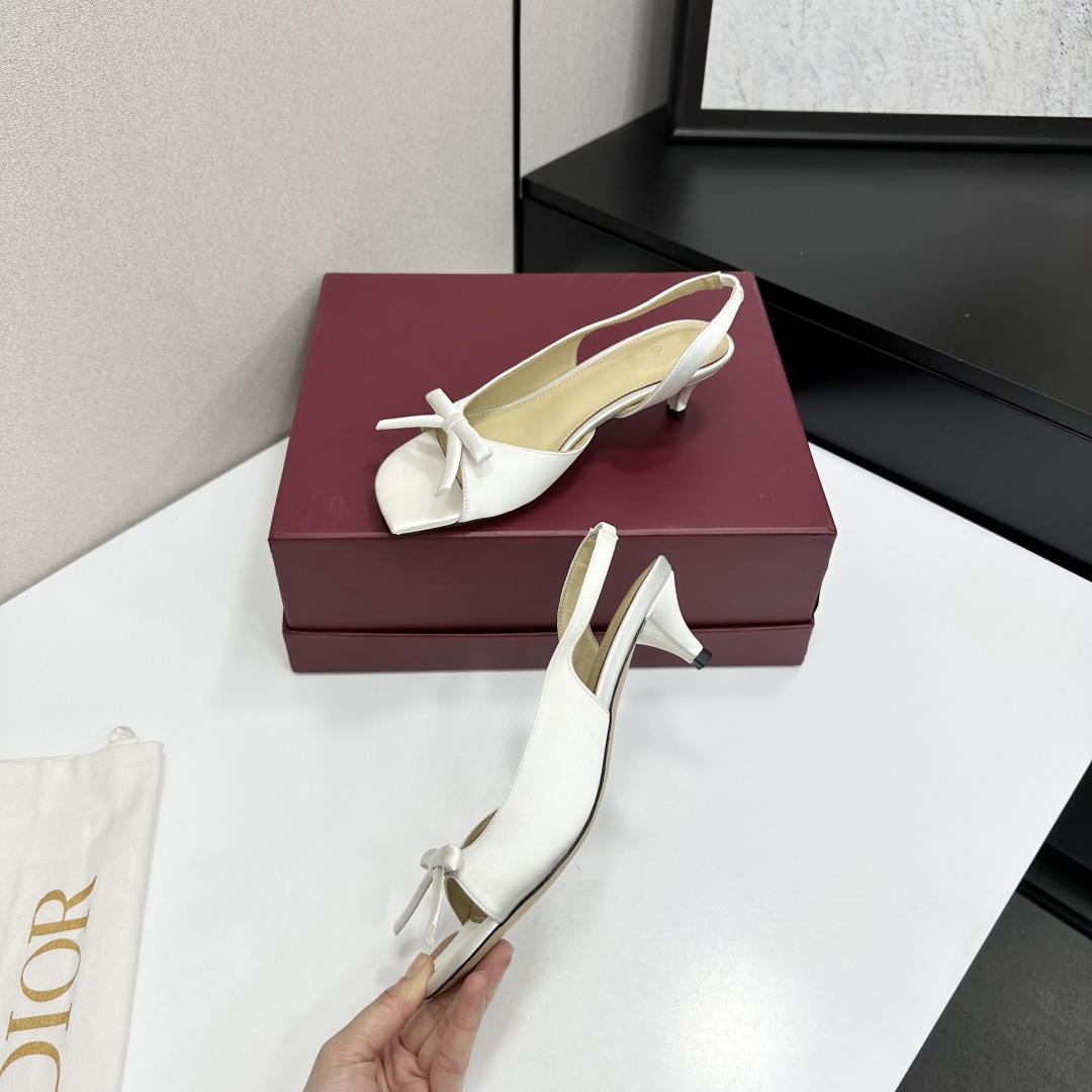 Dior Women Bow Heeled Slingback Sandal KCO576LAB_S23T D10029 Lambskin