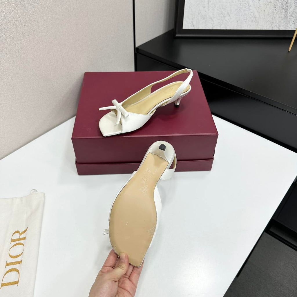 Dior Women Bow Heeled Slingback Sandal KCO576LAB_S23T D10029 Lambskin