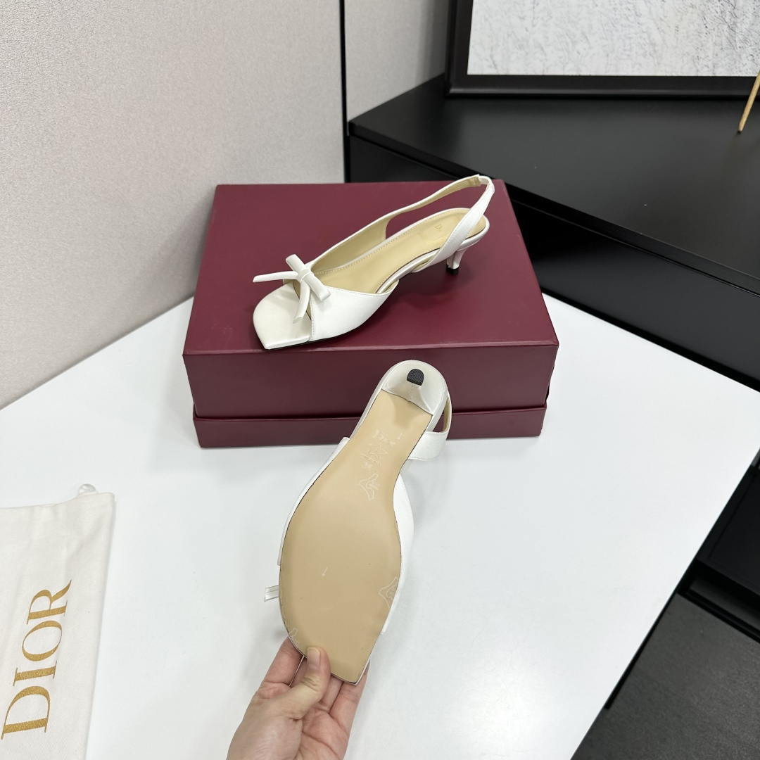 Dior Women Bow Heeled Slingback Sandal KCO576LAB_S23T D10029 Lambskin