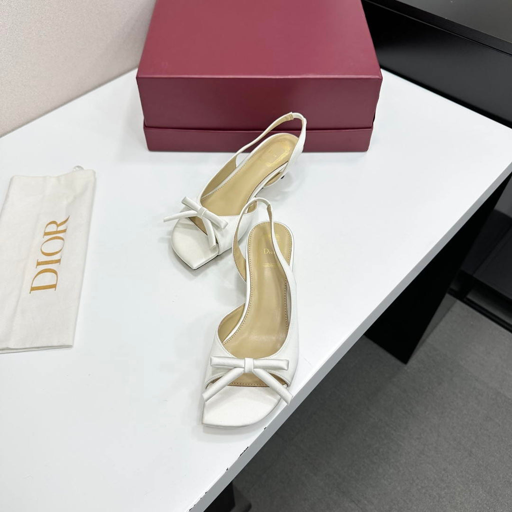 Dior Women Bow Heeled Slingback Sandal KCO576LAB_S23T D10029 Lambskin