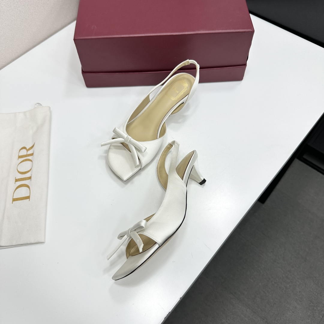 Dior Women Bow Heeled Slingback Sandal KCO576LAB_S23T D10029 Lambskin - US 4=Euro 35 - View 7
