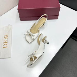 Dior Women Bow Heeled Slingback Sandal KCO576LAB_S23T D10029 Lambskin - US 4=Euro 35 - View 7