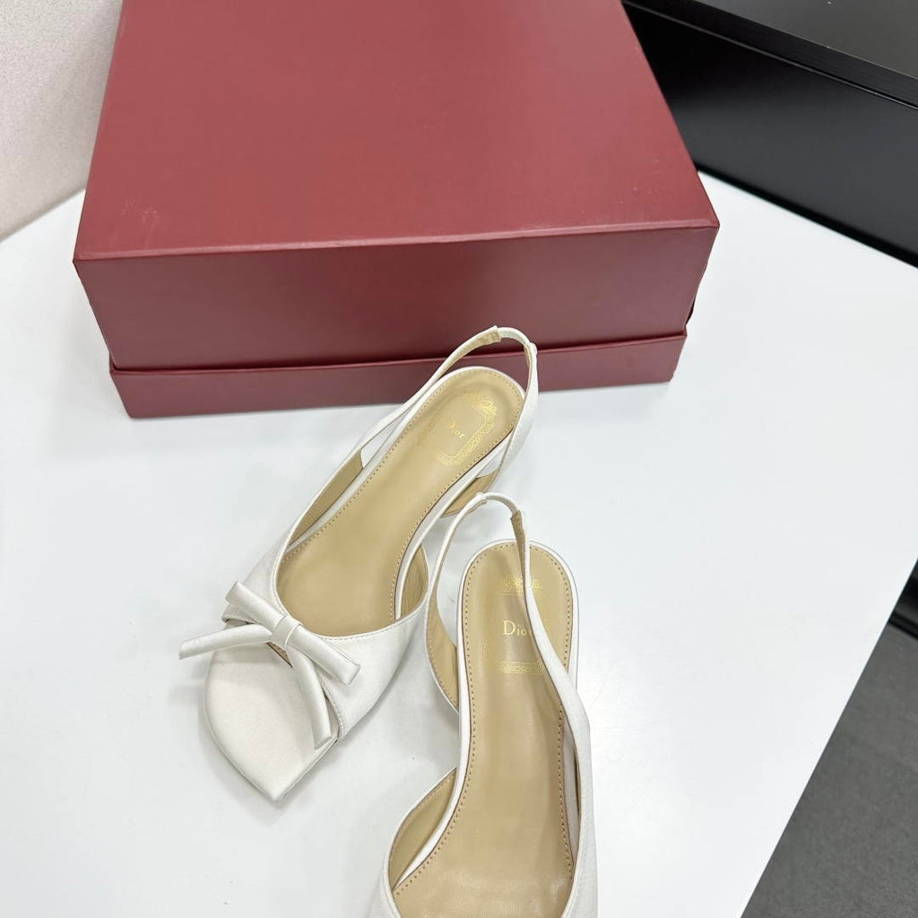 Dior Women Bow Heeled Slingback Sandal KCO576LAB_S23T D10029 Lambskin