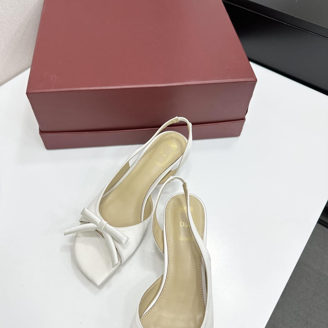 Dior Women Bow Heeled Slingback Sandal KCO576LAB_S23T D10029 Lambskin