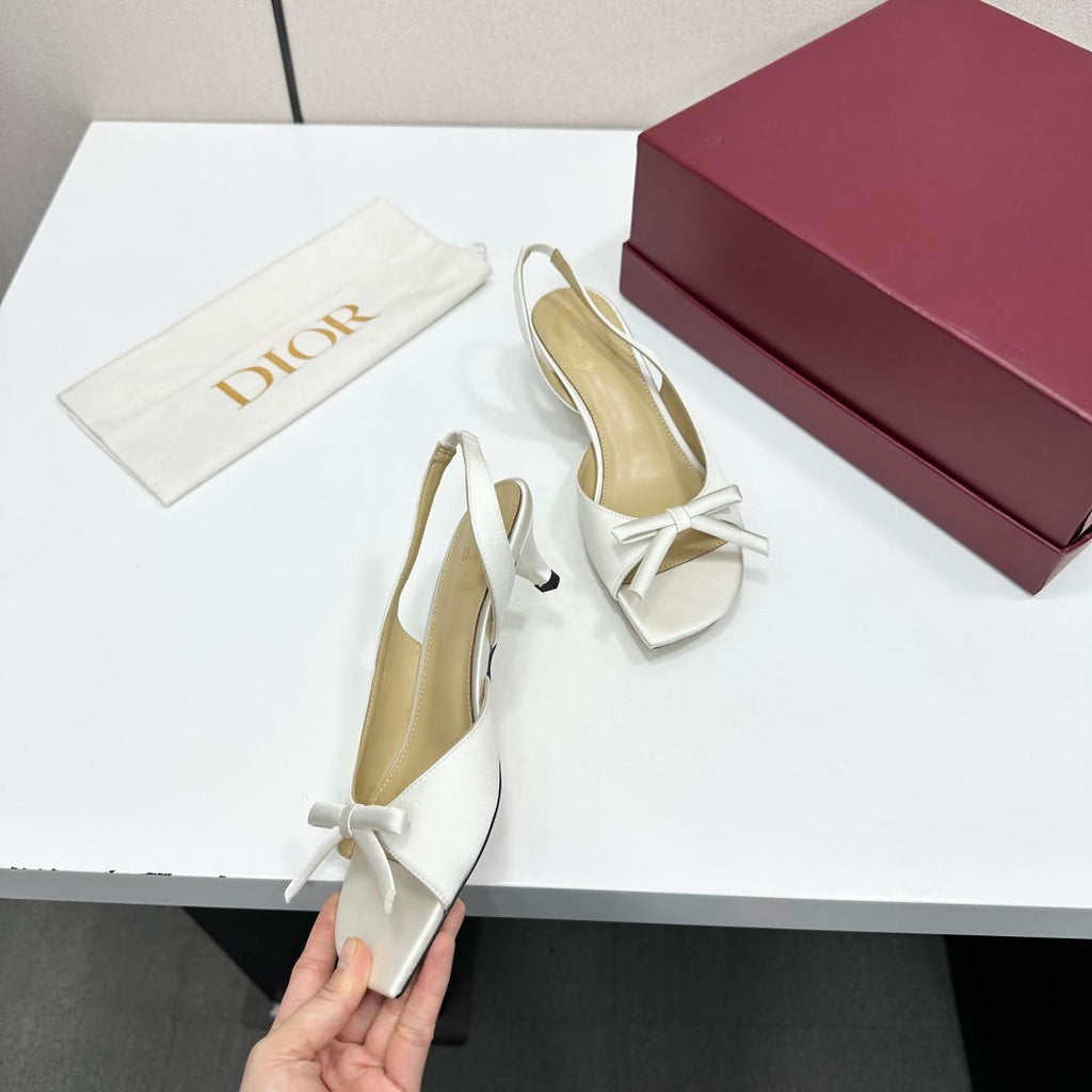 Dior Women Bow Heeled Slingback Sandal KCO576LAB_S23T D10029 Lambskin