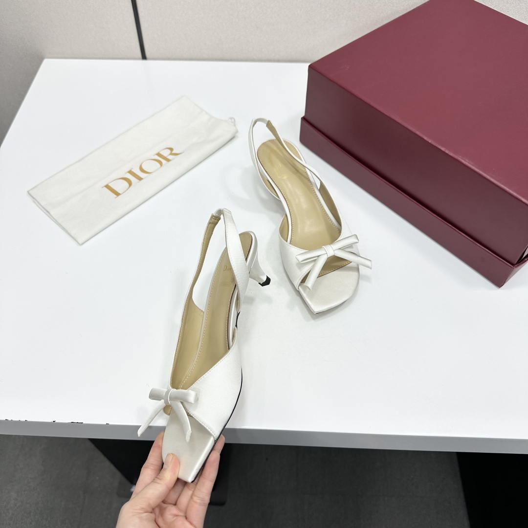 Dior Women Bow Heeled Slingback Sandal KCO576LAB_S23T D10029 Lambskin