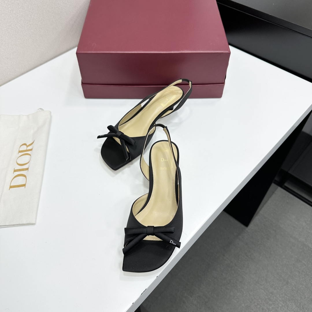 Dior Women Bow Heeled Slingback Sandal KCO576LAB_S23T Lambskin D10030
