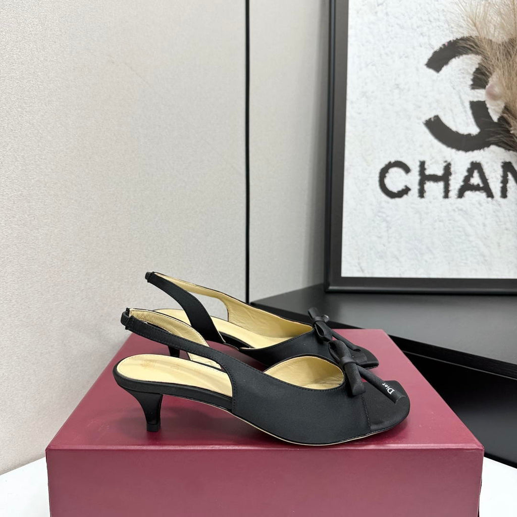 Dior Women Bow Heeled Slingback Sandal KCO576LAB_S23T Lambskin D10030