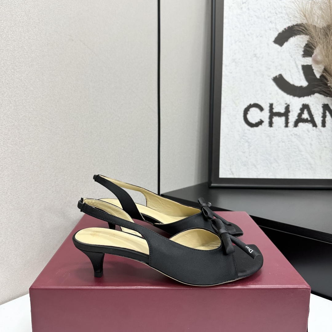 Dior Women Bow Heeled Slingback Sandal KCO576LAB_S23T Lambskin D10030