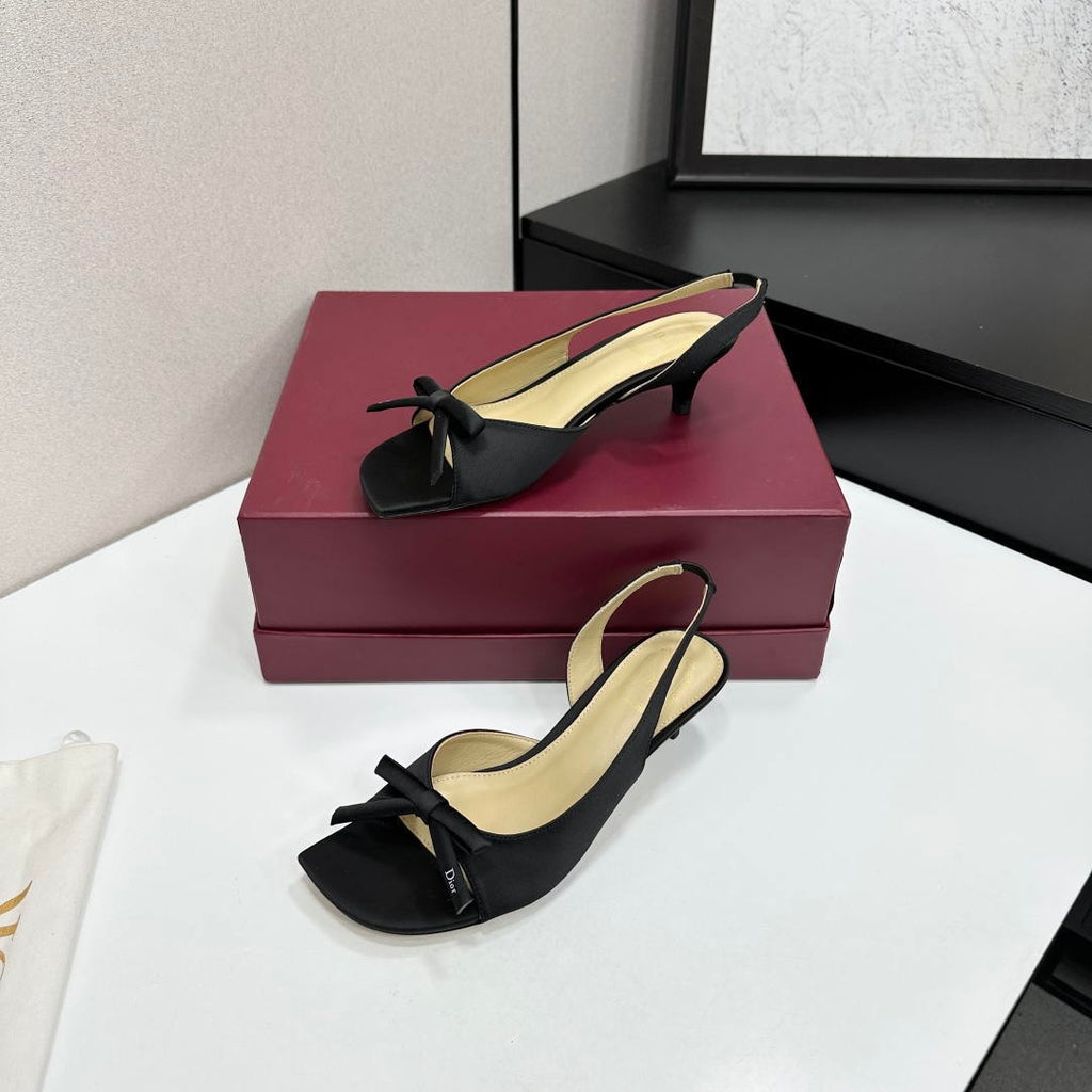 Dior Women Bow Heeled Slingback Sandal KCO576LAB_S23T Lambskin D10030