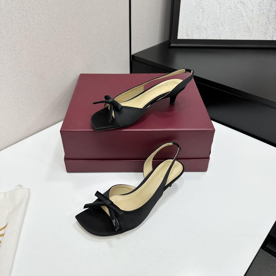 Dior Women Bow Heeled Slingback Sandal KCO576LAB_S23T Lambskin D10030