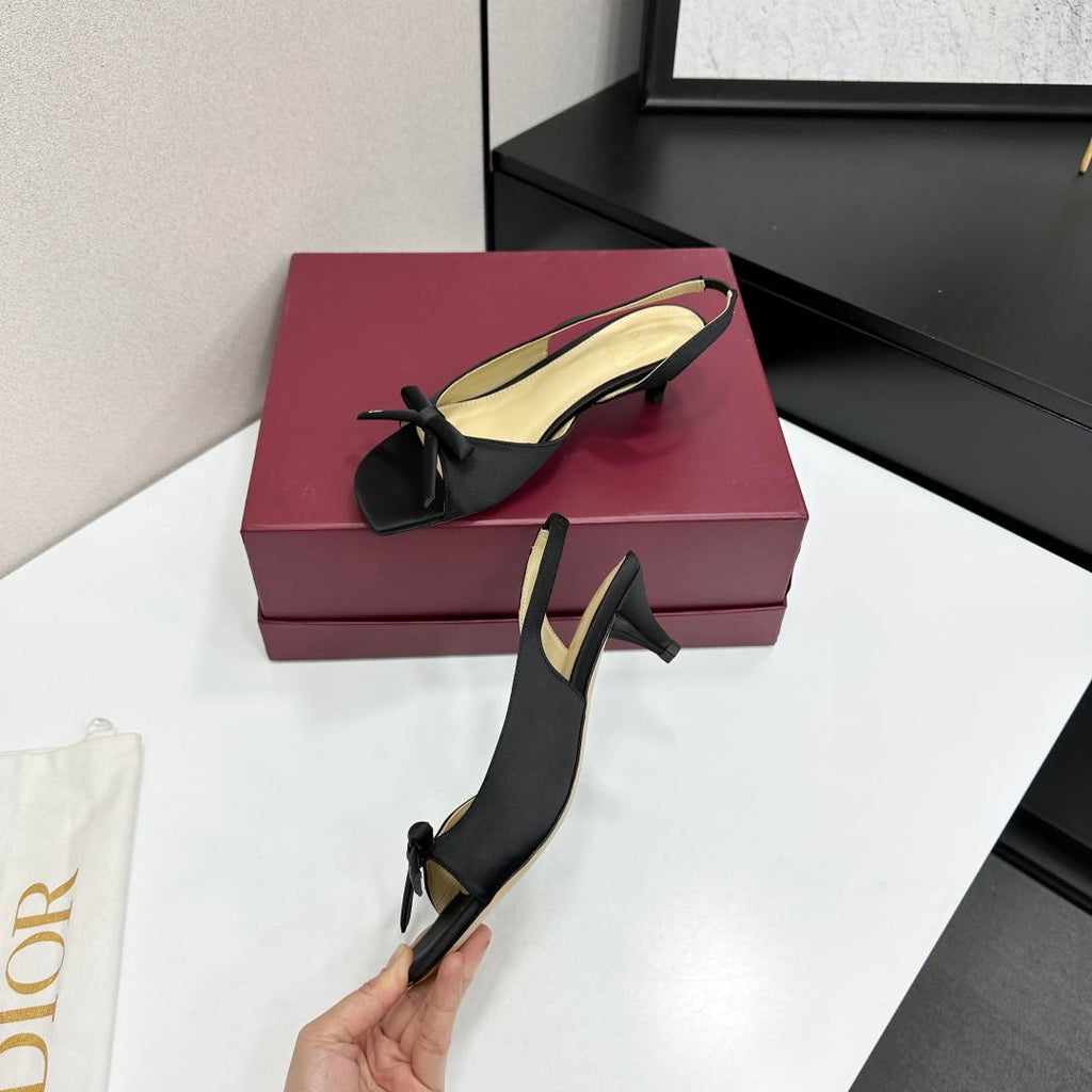 Dior Women Bow Heeled Slingback Sandal KCO576LAB_S23T Lambskin D10030