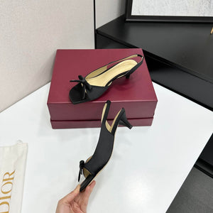 Dior Women Bow Heeled Slingback Sandal KCO576LAB_S23T Lambskin D10030 - US 4=Euro 35 - View 4