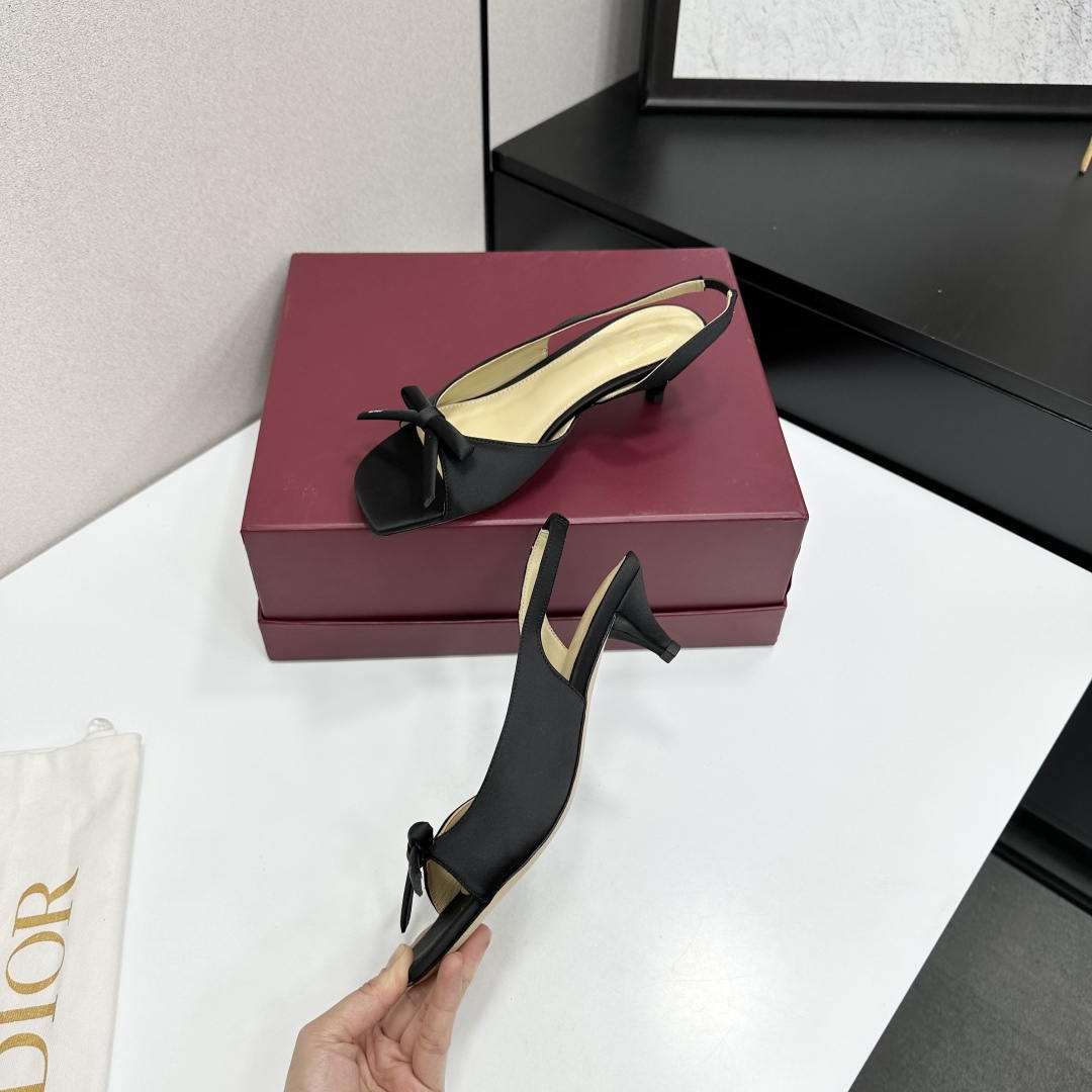 Dior Women Bow Heeled Slingback Sandal KCO576LAB_S23T Lambskin D10030