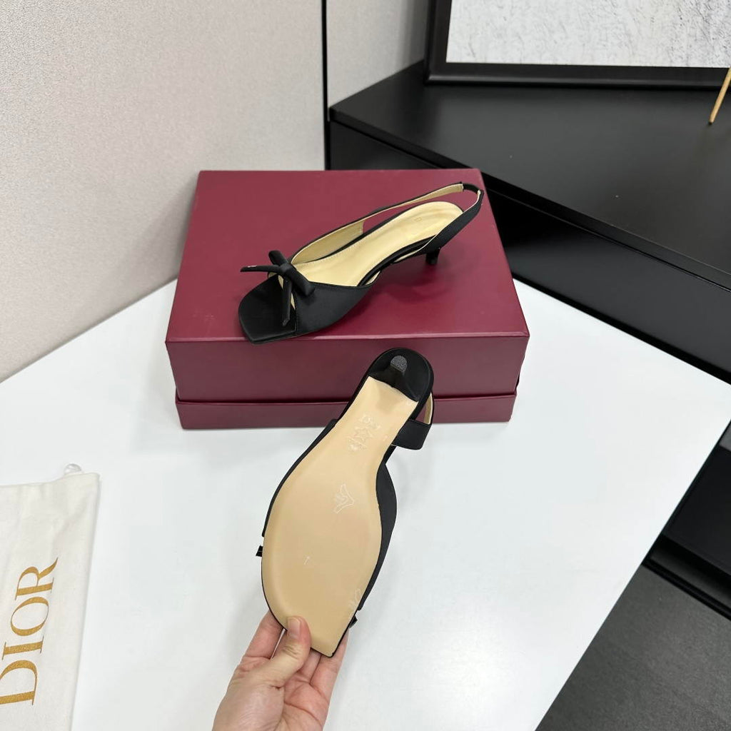 Dior Women Bow Heeled Slingback Sandal KCO576LAB_S23T Lambskin D10030