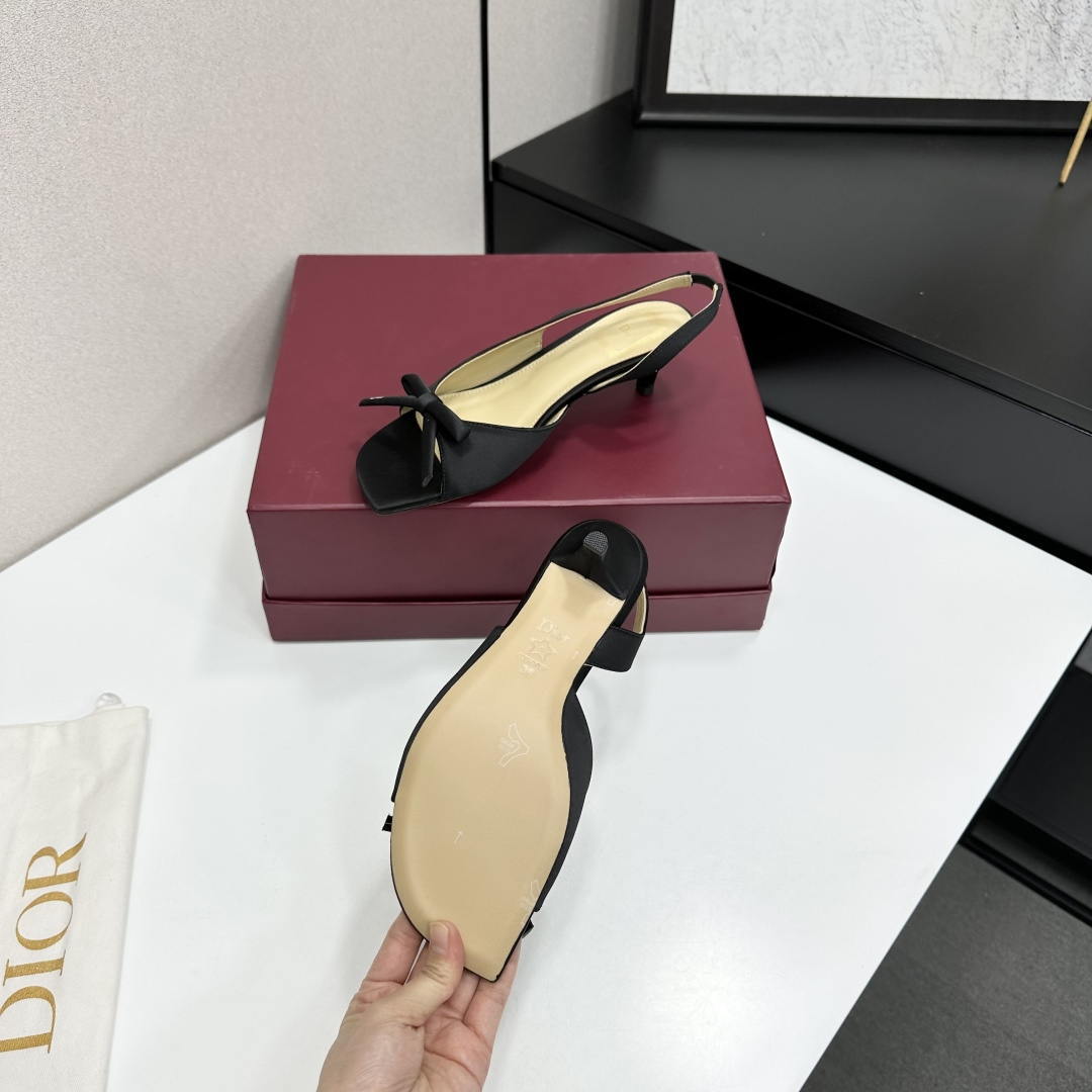 Dior Women Bow Heeled Slingback Sandal KCO576LAB_S23T Lambskin D10030