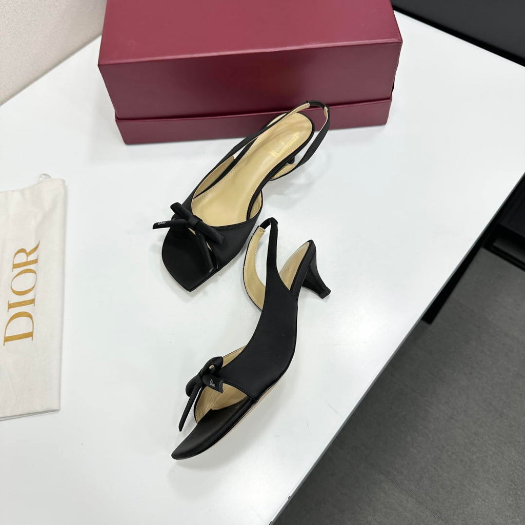 Dior Women Bow Heeled Slingback Sandal KCO576LAB_S23T Lambskin D10030