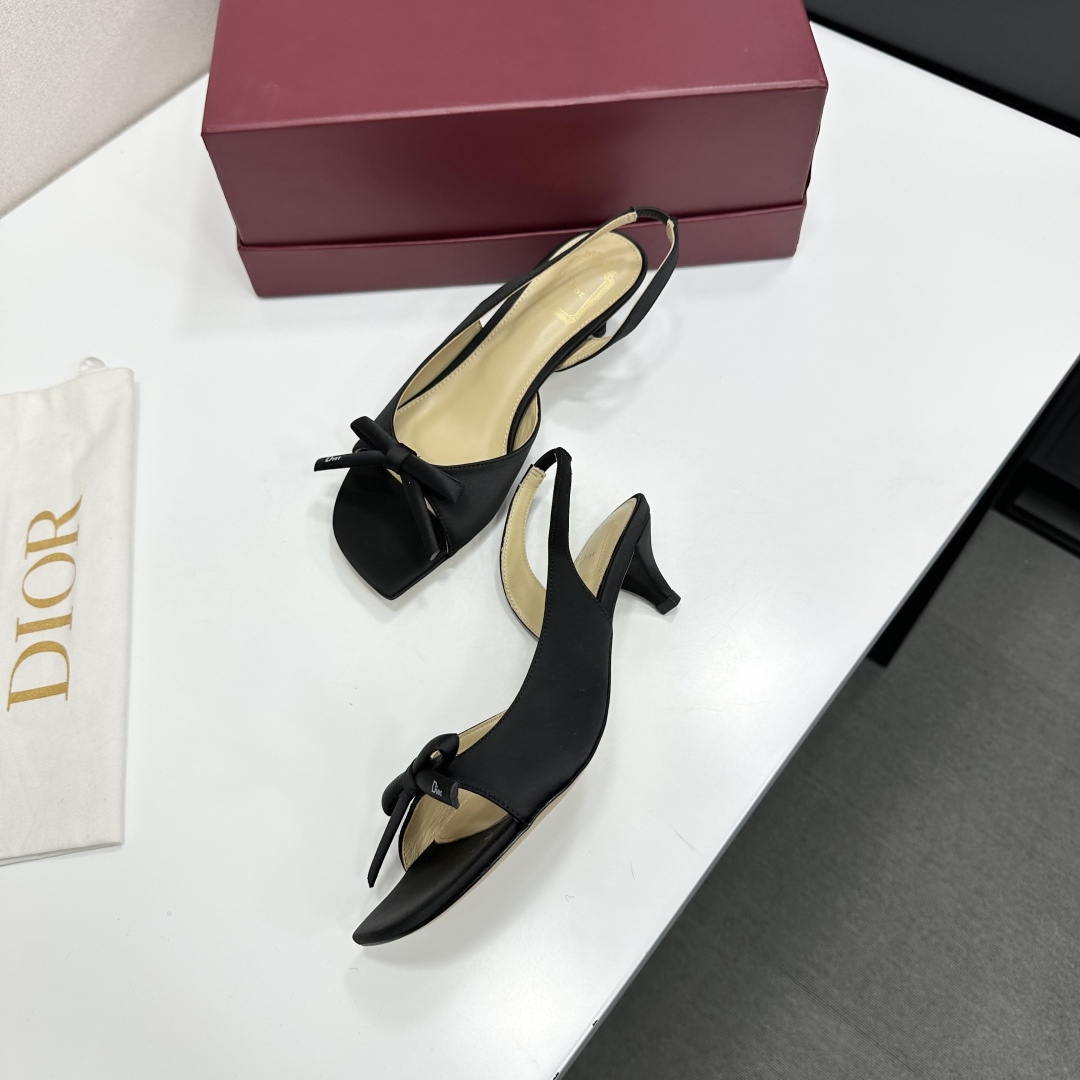 Dior Women Bow Heeled Slingback Sandal KCO576LAB_S23T Lambskin D10030
