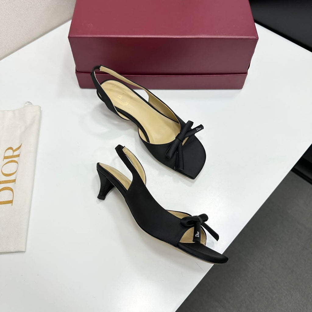 Dior Women Bow Heeled Slingback Sandal KCO576LAB_S23T Lambskin D10030