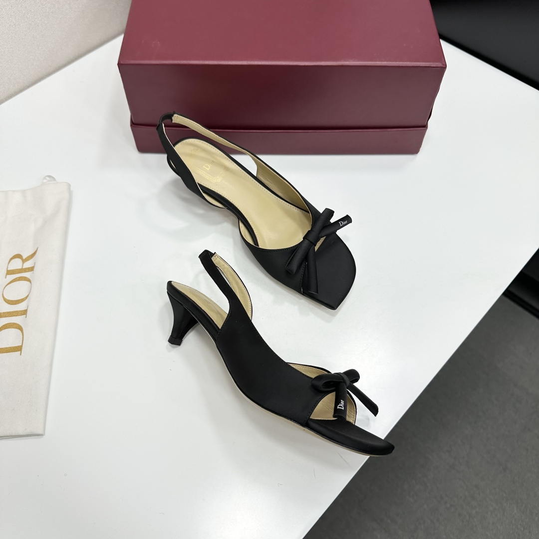 Dior Women Bow Heeled Slingback Sandal KCO576LAB_S23T Lambskin D10030