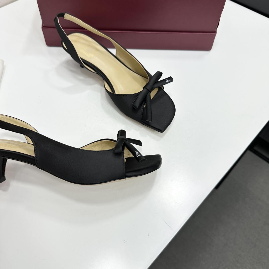 Dior Women Bow Heeled Slingback Sandal KCO576LAB_S23T Lambskin D10030