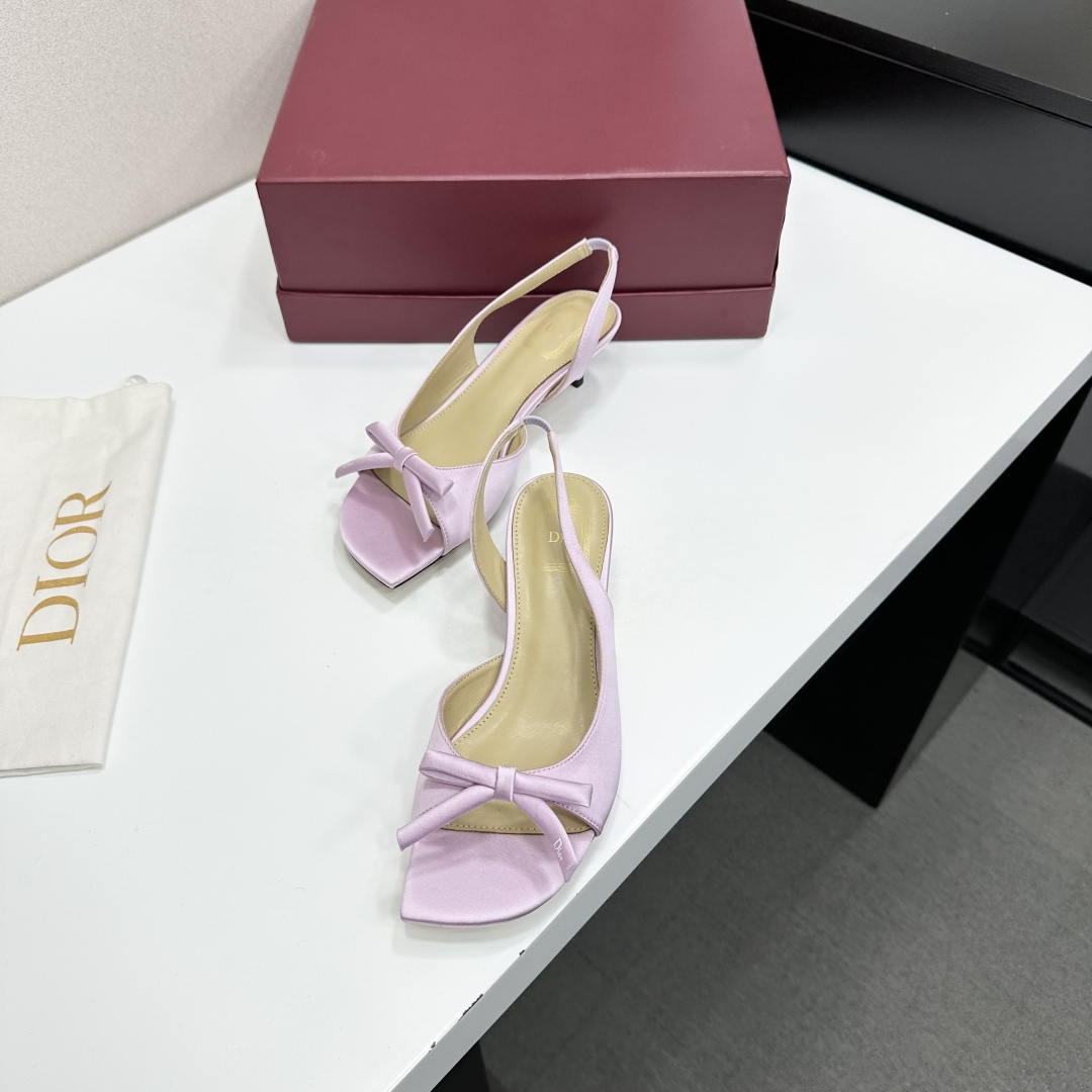 Dior Women Bow Heeled Slingback Sandal KCO576LAB_S23T Lambskin D10031