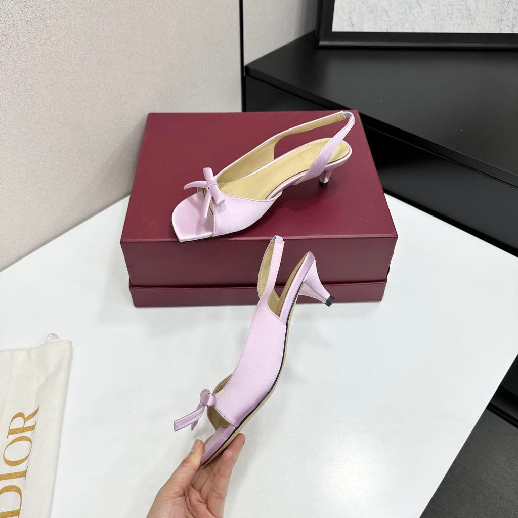 Dior Women Bow Heeled Slingback Sandal KCO576LAB_S23T Lambskin D10031