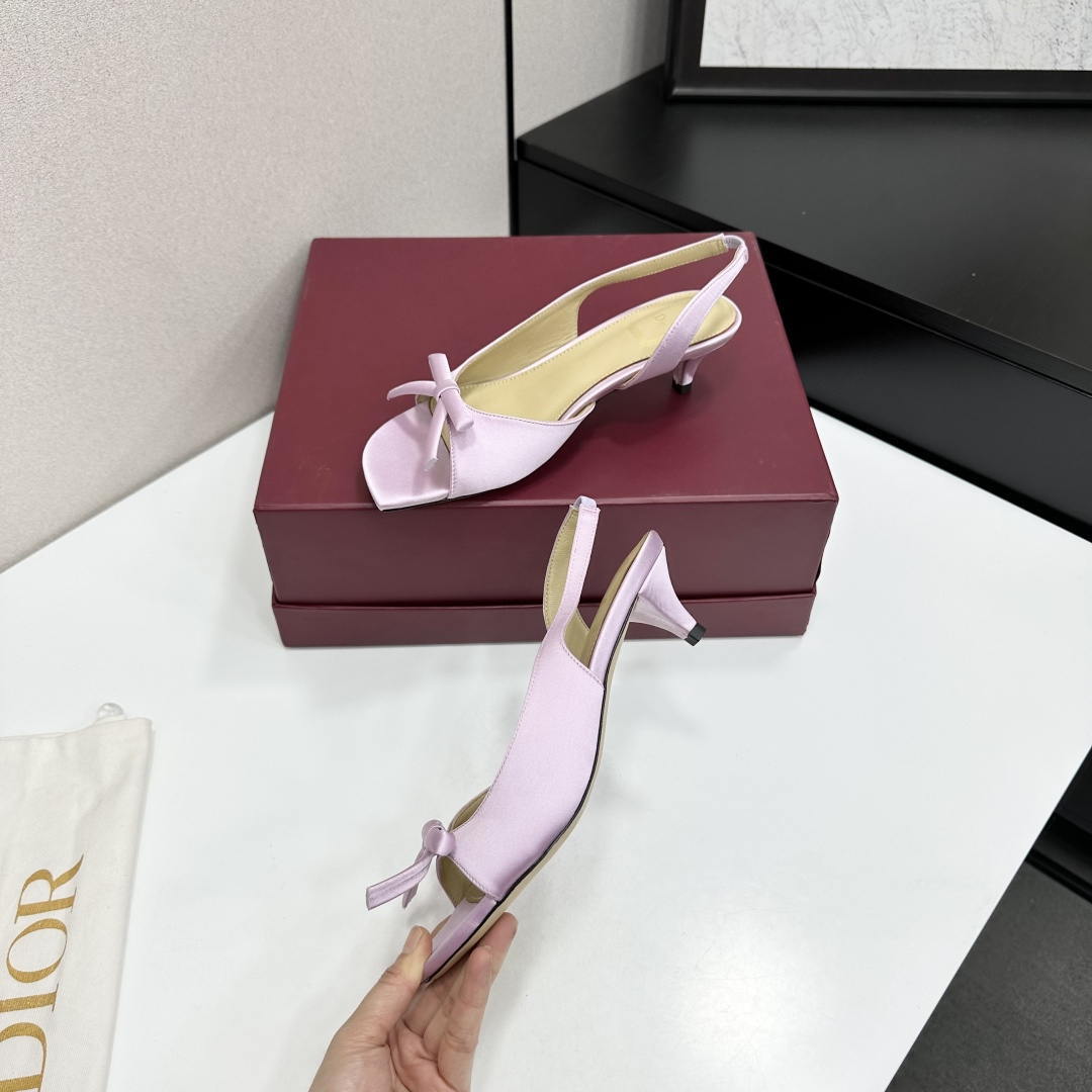 Dior Women Bow Heeled Slingback Sandal KCO576LAB_S23T Lambskin D10031