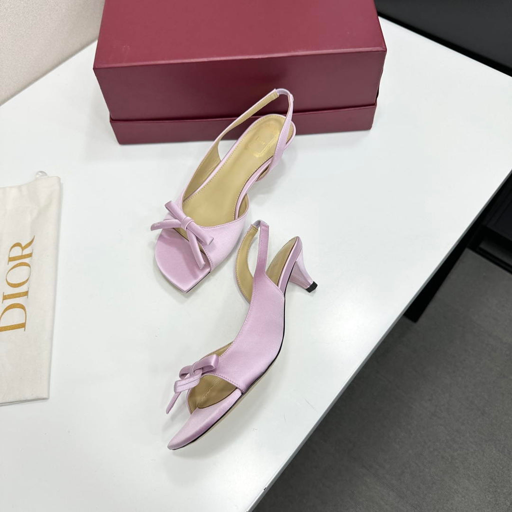Dior Women Bow Heeled Slingback Sandal KCO576LAB_S23T Lambskin D10031