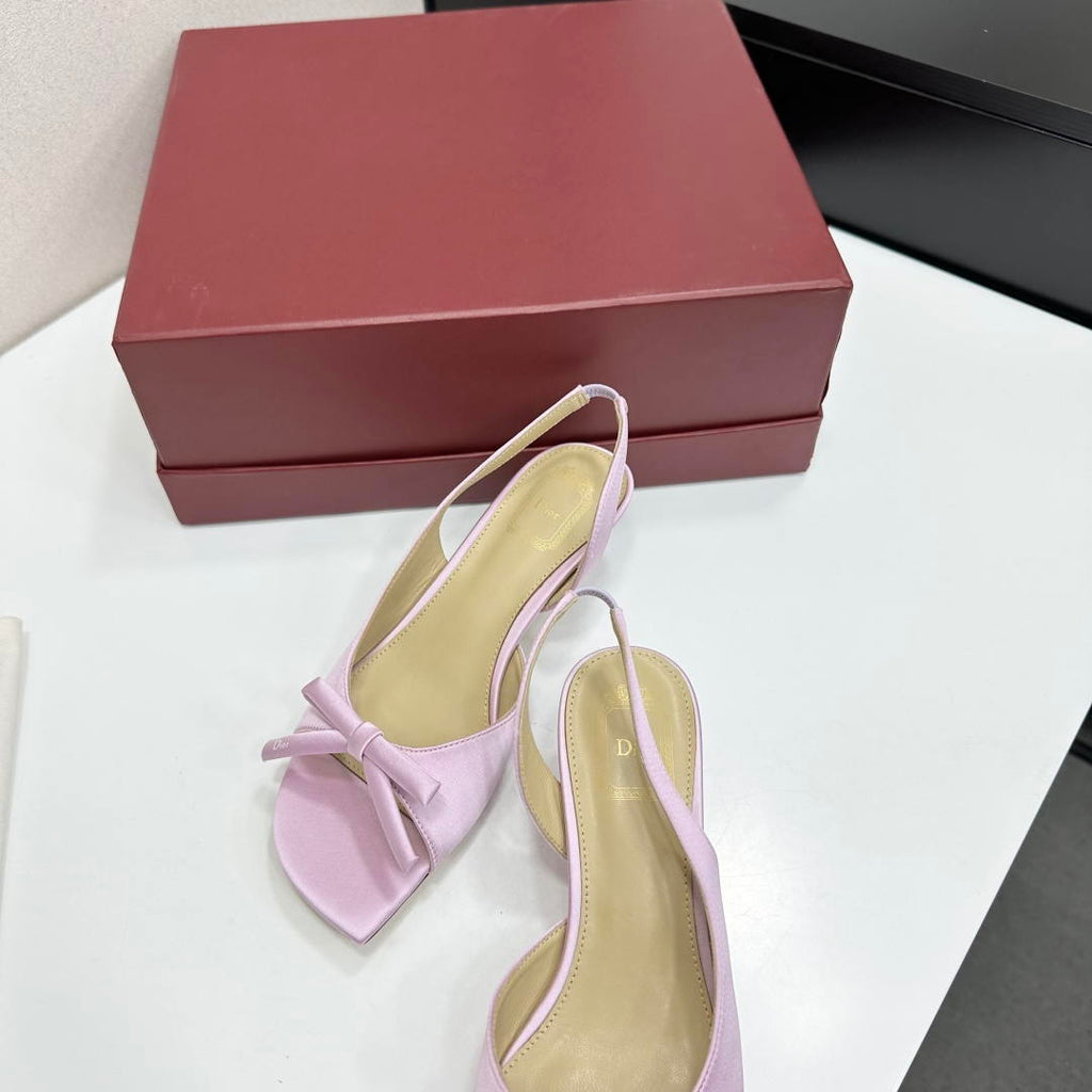 Dior Women Bow Heeled Slingback Sandal KCO576LAB_S23T Lambskin D10031