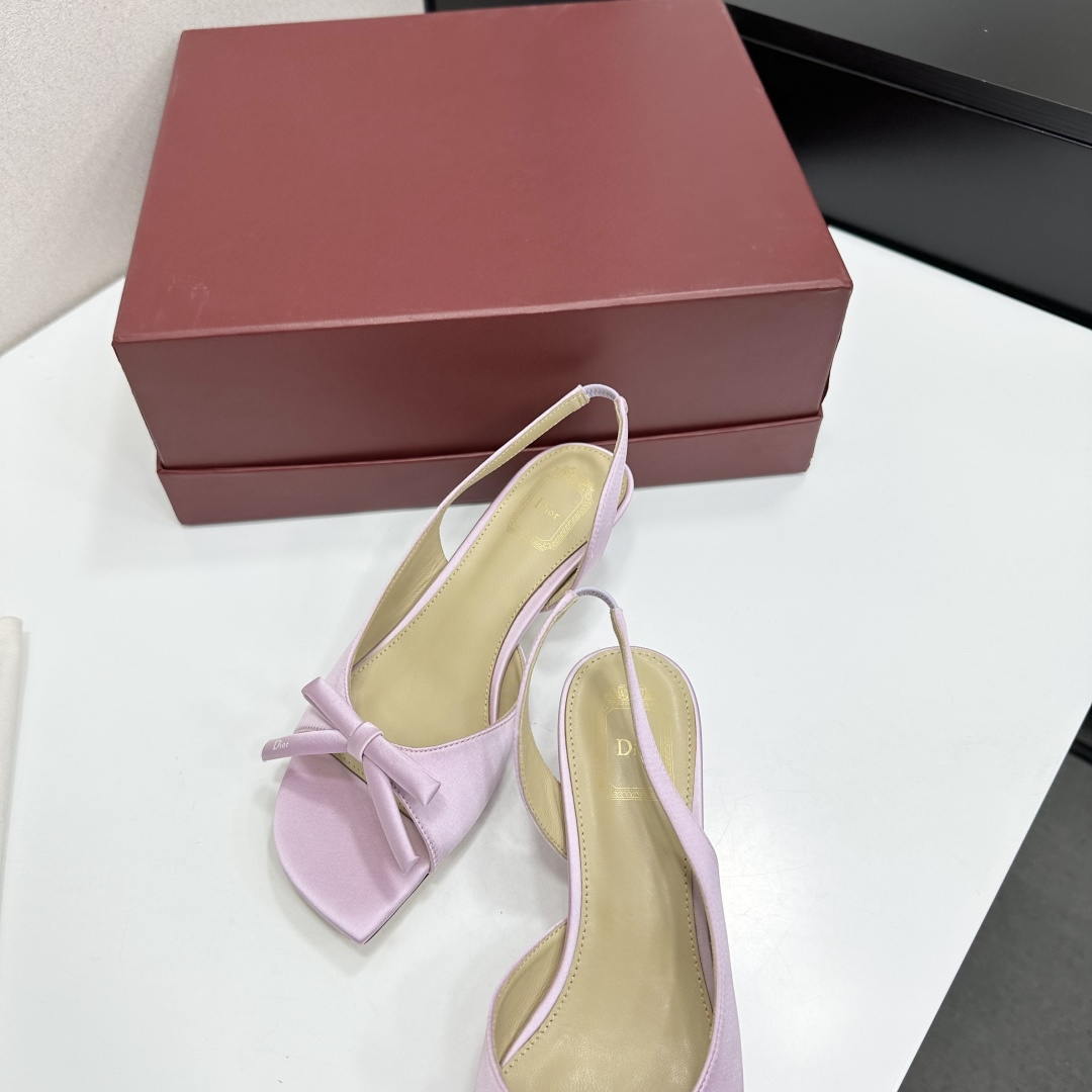 Dior Women Bow Heeled Slingback Sandal KCO576LAB_S23T Lambskin D10031