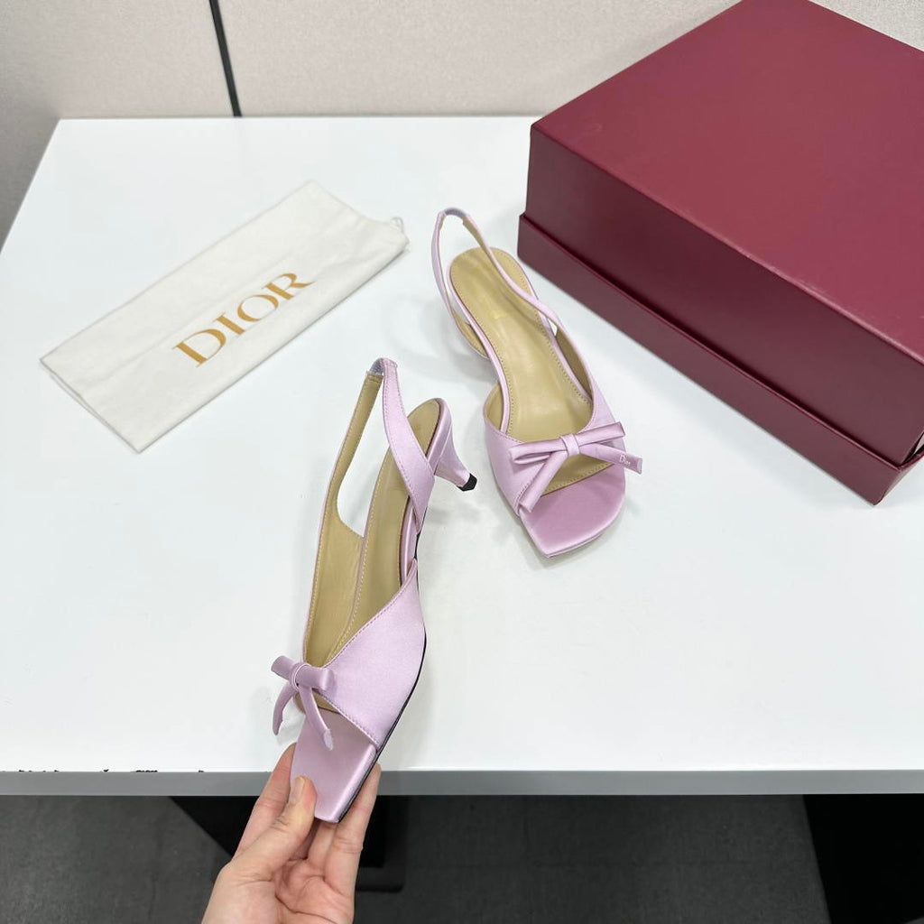 Dior Women Bow Heeled Slingback Sandal KCO576LAB_S23T Lambskin D10031