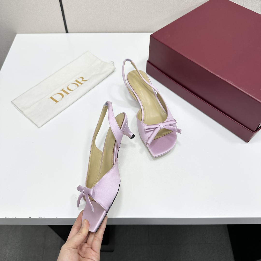 Dior Women Bow Heeled Slingback Sandal KCO576LAB_S23T Lambskin D10031