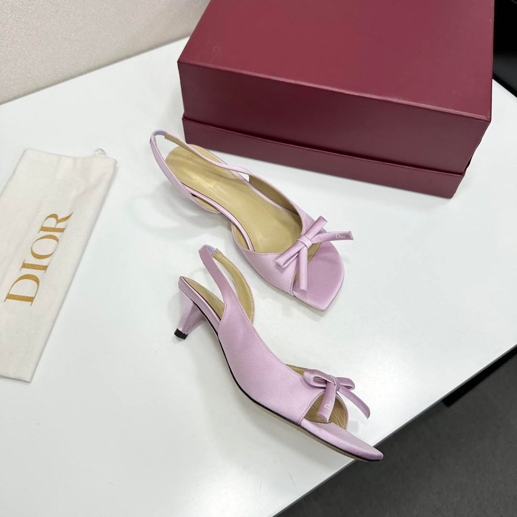 Dior Women Bow Heeled Slingback Sandal KCO576LAB_S23T Lambskin D10031