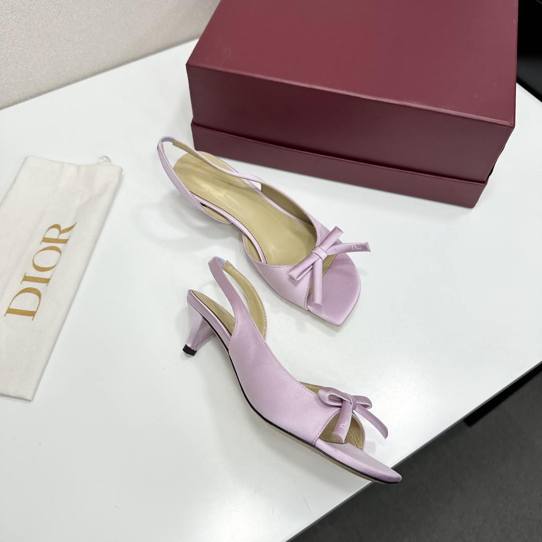Dior Women Bow Heeled Slingback Sandal KCO576LAB_S23T Lambskin D10031