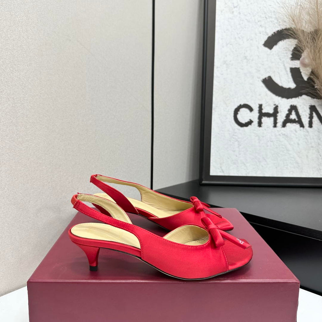Dior Women Bow Heeled Slingback Sandal KCO576LAB_S23T Lambskin D10032