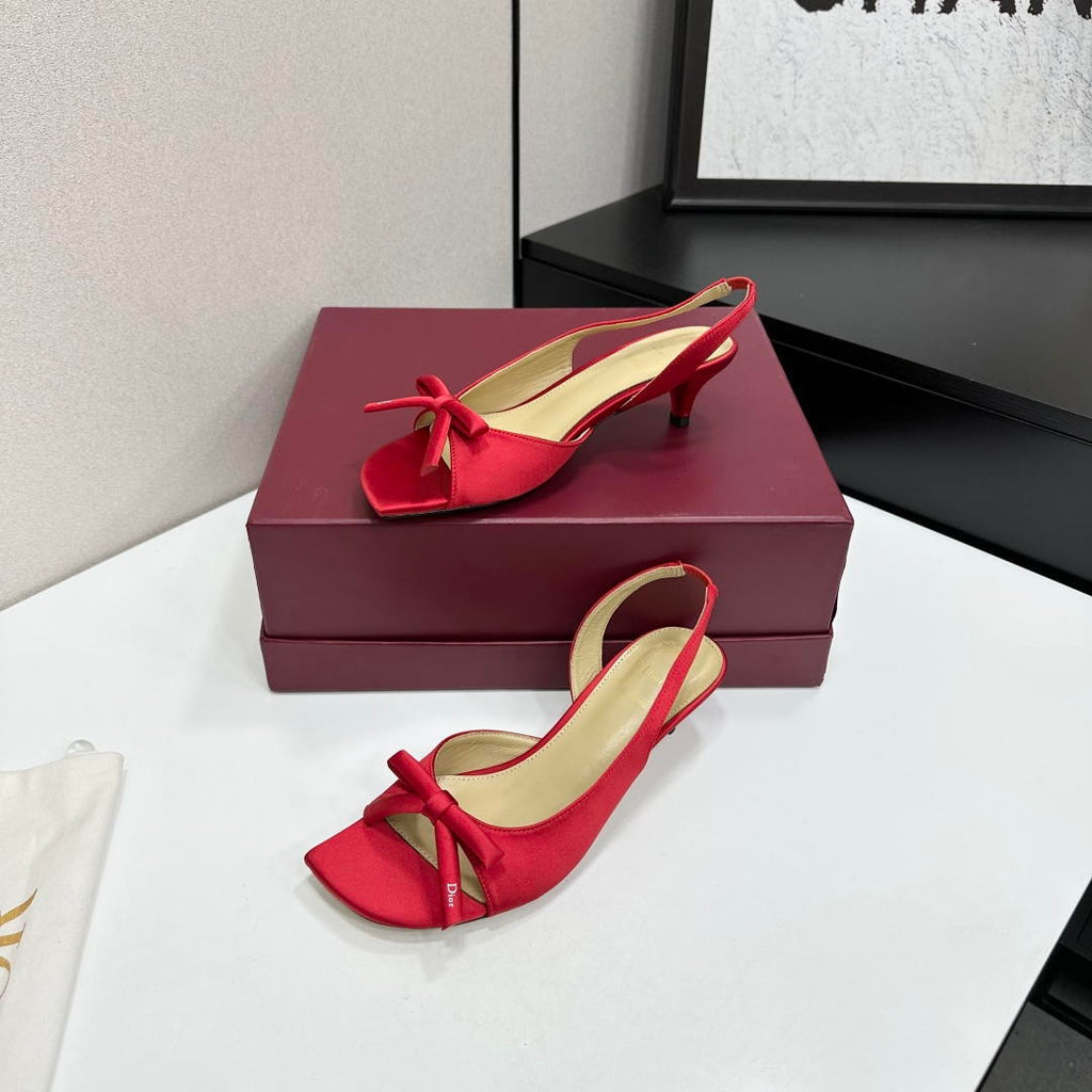 Dior Women Bow Heeled Slingback Sandal KCO576LAB_S23T Lambskin D10032