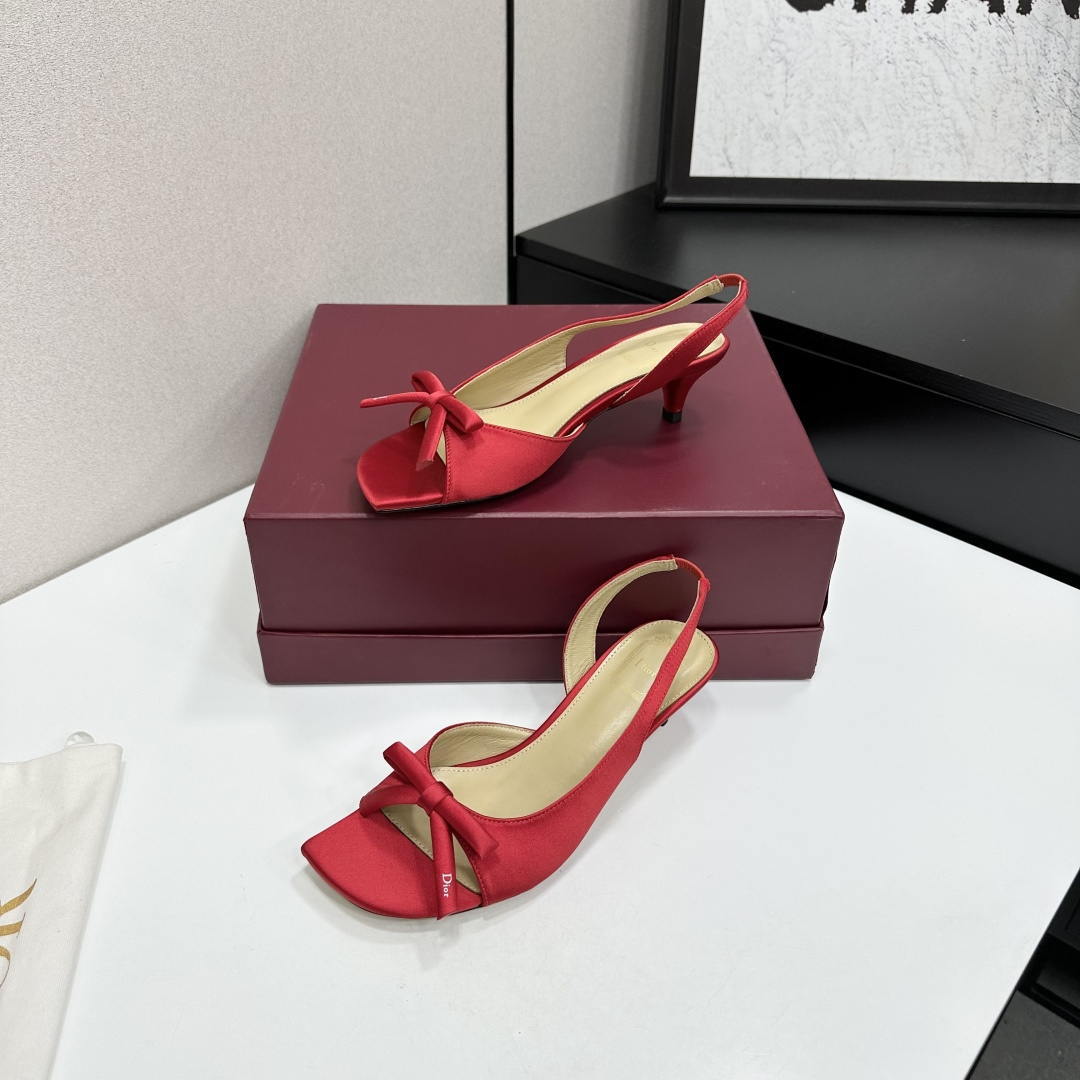 Dior Women Bow Heeled Slingback Sandal KCO576LAB_S23T Lambskin D10032
