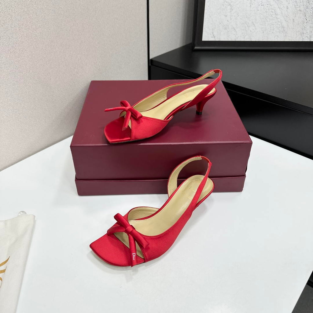 Dior Women Bow Heeled Slingback Sandal KCO576LAB_S23T Lambskin D10032