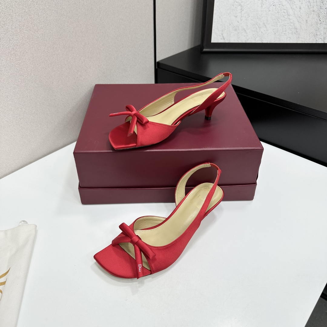Dior Women Bow Heeled Slingback Sandal KCO576LAB_S23T Lambskin D10032
