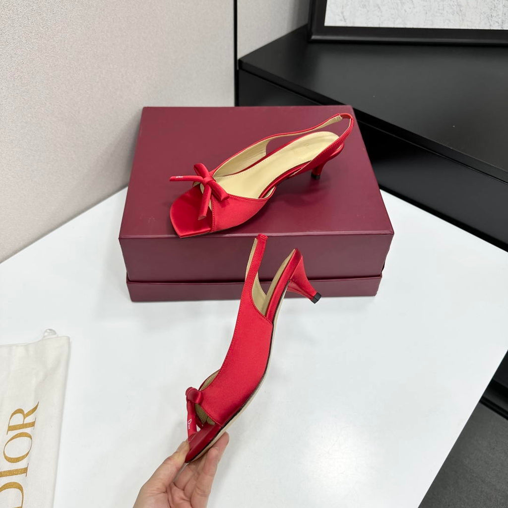 Dior Women Bow Heeled Slingback Sandal KCO576LAB_S23T Lambskin D10032