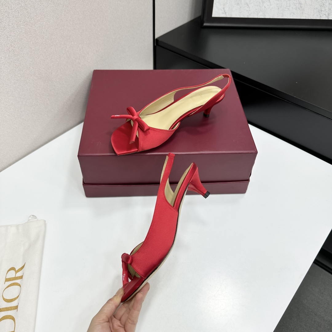 Dior Women Bow Heeled Slingback Sandal KCO576LAB_S23T Lambskin D10032