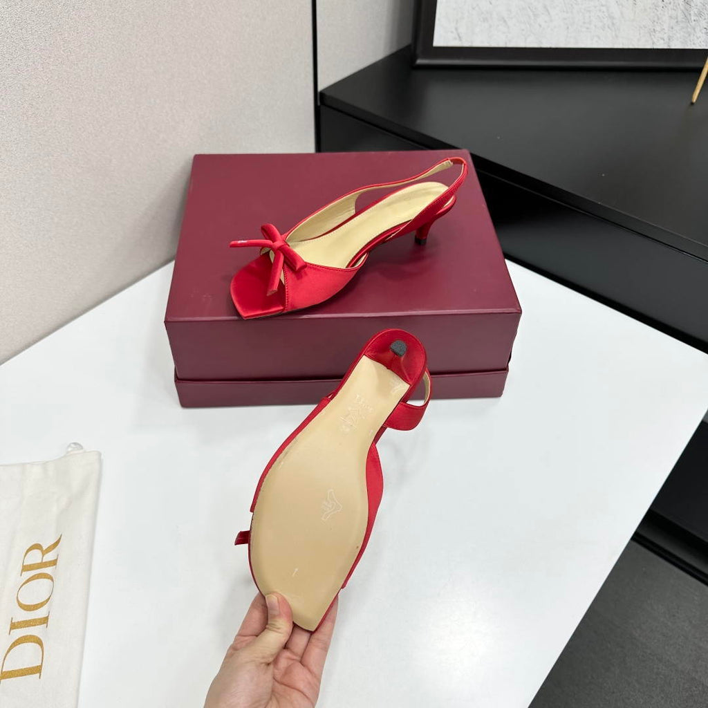 Dior Women Bow Heeled Slingback Sandal KCO576LAB_S23T Lambskin D10032