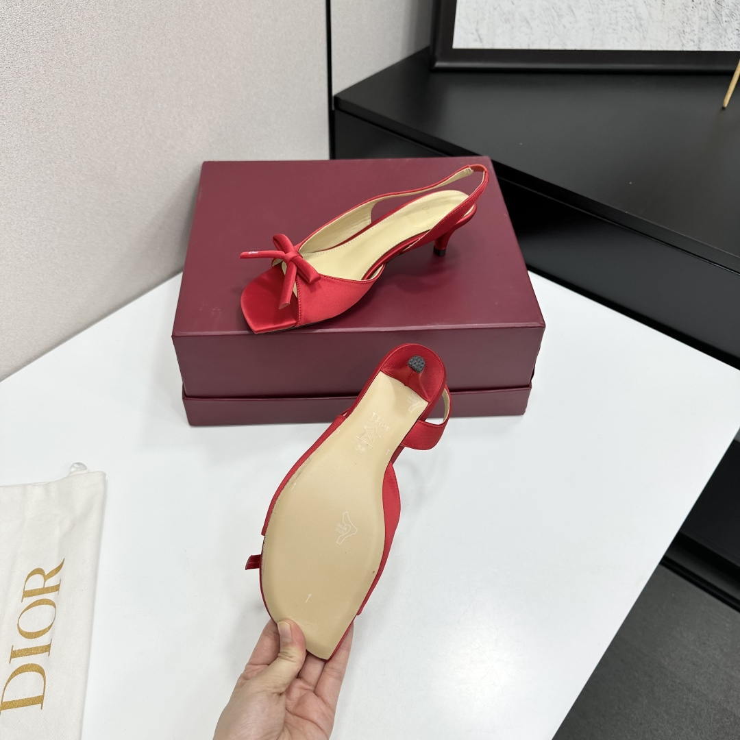 Dior Women Bow Heeled Slingback Sandal KCO576LAB_S23T Lambskin D10032