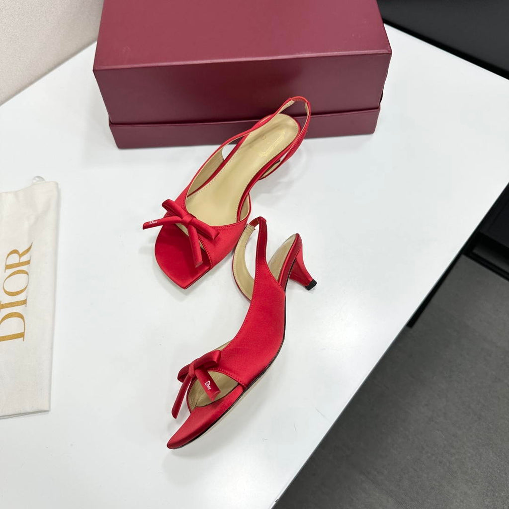 Dior Women Bow Heeled Slingback Sandal KCO576LAB_S23T Lambskin D10032